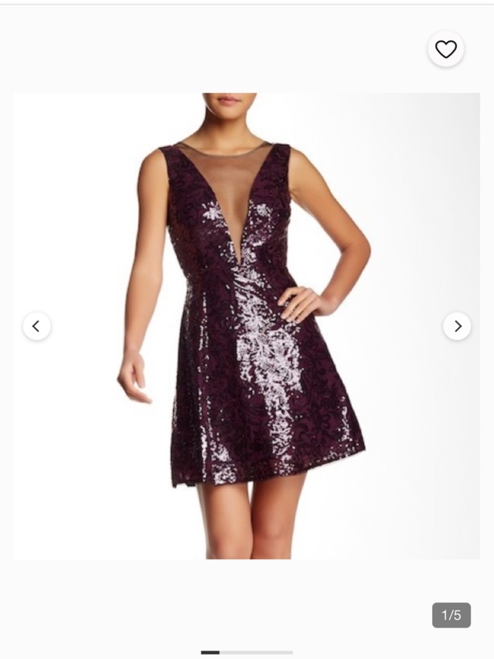 Bcbgmaxazria Deep Purple Sequin A-Line Dress With Illusion V-Neck Size 10